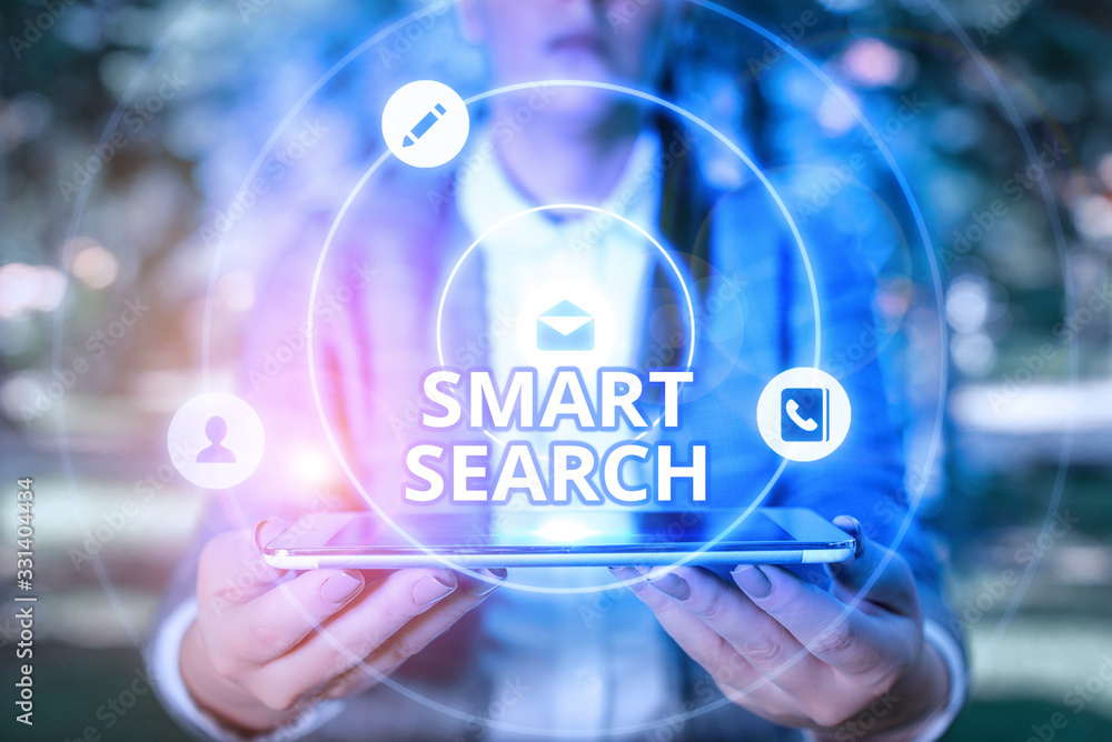 Poster conceptual hand writing showing smart search. concept meaning tool used in recording software for se