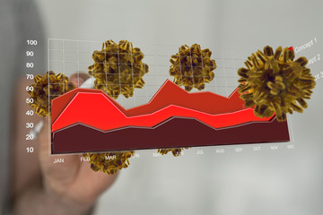 Financial stock graph has down from virus corona outbreak..