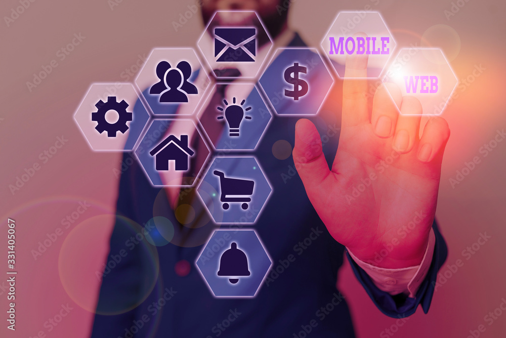 Poster text sign showing mobile web. business photo showcasing browserbased internet services accessed from