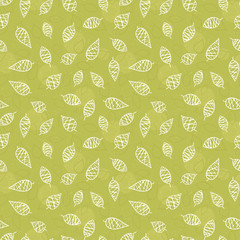 Fun hand drawn leaves seamless pattern, doodle leaf background, great for textiles, banners, wallpaper - vector design
