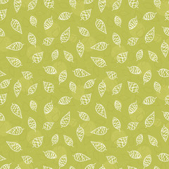 Fun hand drawn leaves seamless pattern, doodle leaf background, great for textiles, banners, wallpaper - vector design