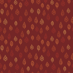 Fun hand drawn leaves seamless pattern, doodle leaf background, great for textiles, banners, wallpaper - vector design
