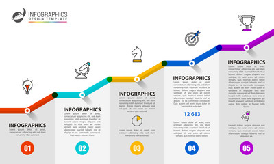 Infographic design template. Creative concept with 5 steps - obrazy, fototapety, plakaty