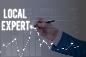 Conceptual hand writing showing Local Expert. Concept meaning offers expertise and assistance in...