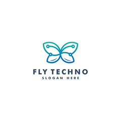 Butterfly logo design template, Technology icon design vector illustration