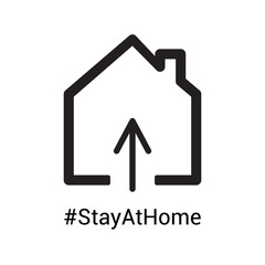Home icon with hashtag Stay at Home to draw attention that everyones responsibility to stop the coronavirus COVID-19 virus