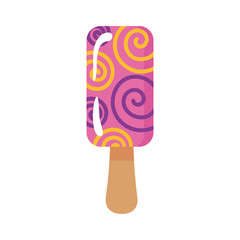 delicious ice cream in stick with spirals flat style icon