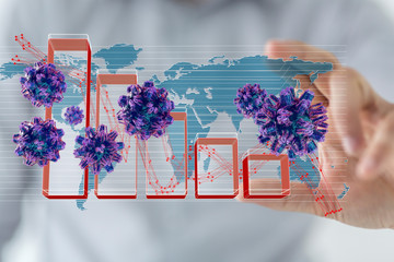Financial stock graph has down from virus corona outbreak..
