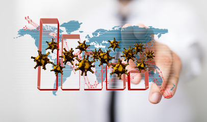 Financial stock graph has down from virus corona outbreak..