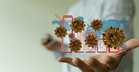 Financial stock graph has down from virus corona outbreak..