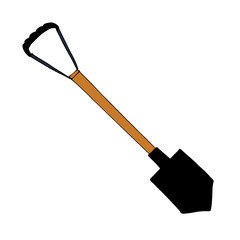 Shovel. Garden, building tool on a white surface. Isolated. Icon symbol.