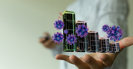 Economic impact of virus on global economy. Recession and financial crisis concept. 3D rendered...
