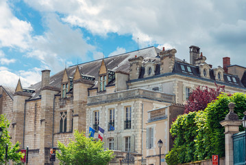 Fototapeta premium BOURGES, FRANCE - May 10, 2018: Antique building view in Old Town in Bourges, France