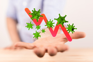 Financial stock graph has down from virus corona outbreak..