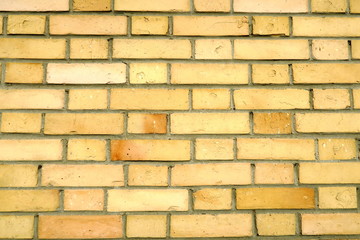 Détail de mur de briques jaunes.