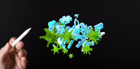 Covid-19 coronavirus, virus that causes acute respiratory infections and the common cold,...