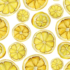 Cercles muraux Citrons Illustration à l& 39 aquarelle d& 39 agrumes citrons frais jaunes