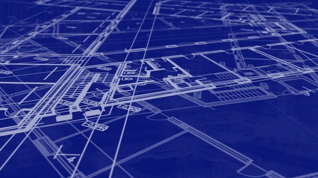 animation showing a Technical Drawing of floor design being drawn with great detail and ready 3d model Of Industrial Buildings