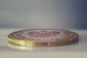 Macro close-up of polish coin