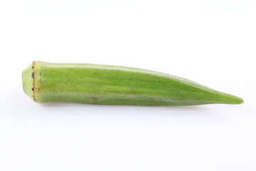 Fresh raw okra isolated on white background