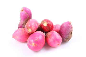 Group of fresh radishes isolated on white