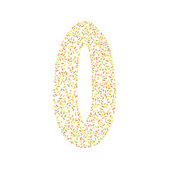 Number zero silhouette decorated with colored dashes. Vector illustration, easy to edit, manipulate, resize or colorize. Perfect for postcards, invitations, posters, or other decorations.