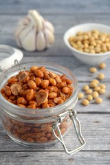 Kacang Kedelai Goreng or Fried Soybeans. Indonesian snacks or toppings. Indonesian Street Food