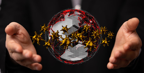 COVID-19 Business Finance Crisis Concept. Coronavirus Danger Pandemic. Global stress of world .