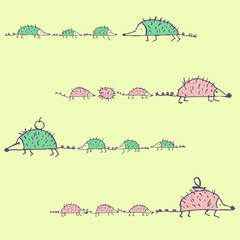 seamless pattern with funny Hedgehog. creative childish texture in handmade style. great for  fabric, textile, wrapping paper, decor, design in a children's style. mother' day.