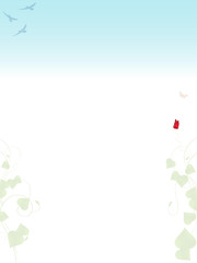 Spring season blank paper sheet with decorations