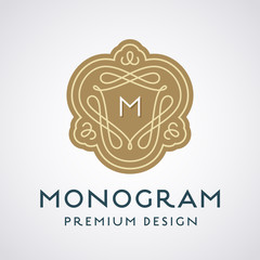 Simple line art monogram logo design