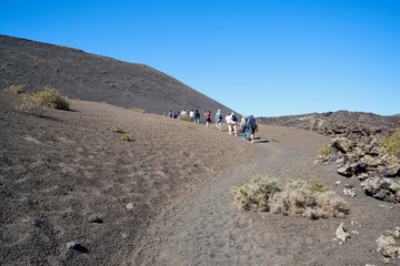 Wanderung durch den Naturpark Los Volcanes um die Vulkane Caldera de La Rilla, Montana de Santa Catalina, Pico Partido, Montana del Senalo auf der spanischen Kanareninsel Lanzarote © Rolf Dräger