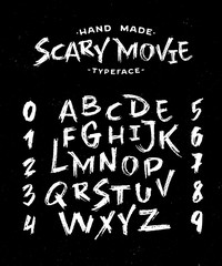 Fototapeta na wymiar Hand Made Textured Typeface Scary Movie