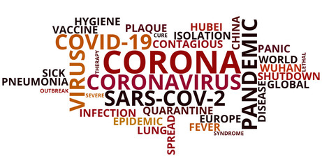Obraz premium Word Cloud Corono Covid 19