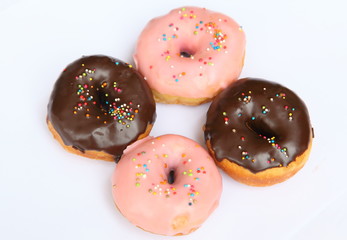 Delicious Donut with Sprinkles Isolated on White Background