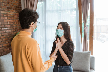 Fototapeta premium beautiful asian woman refuse to shake hand