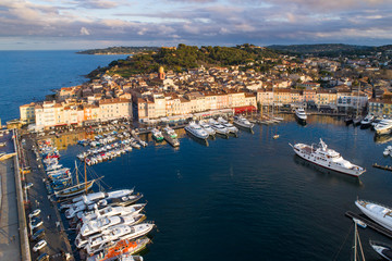 Fototapeta na wymiar France, Aerial view of St Tropez, the famous village on the French Riviera