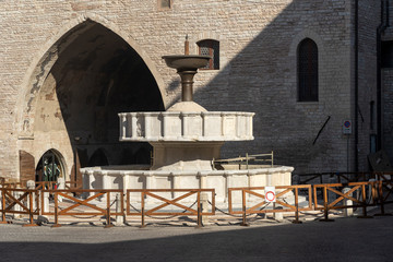Fabriano, Marches, Italy: historic buildings by morning