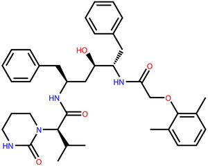 Structural formula of antiviral Lopinavir, active against the COVID-19 coronavirus and HIV