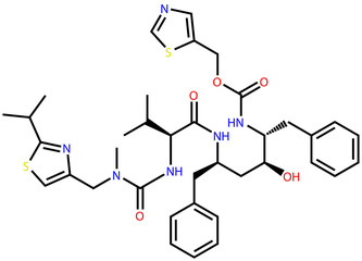 Structural formula of antiviral Ritonavir, active against the COVID-19 coronavirus and HIV