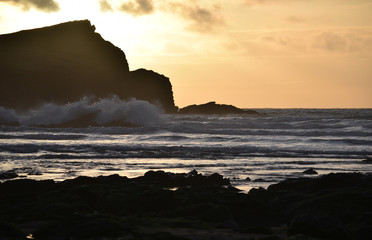 Breaking wave Whipsiderry Beach Newquay Cornwall