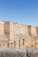 Fototapeta premium Tourists visiting the Alcazaba of Mérida, Spain