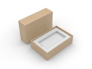 Blank mobile box packaging for branding and mock up. 3d render illustration.