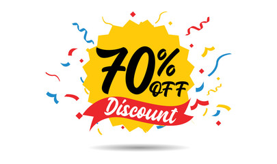 Sale discount icons. Special offer price signs. 70 percent off reduction symbols. ribbons or badge symbols. Colored elements. Vector