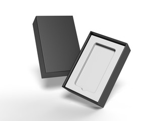 Blank mobile box packaging for branding and mock up. 3d render illustration.