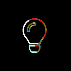 Symbol lightbulb from multi-colored circles and stripes. Red, brown, blue, white