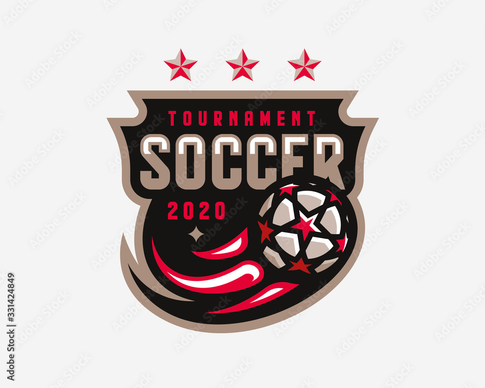 Wall mural soccer logo design. football emblem tournament template editable for your design.