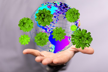 contagious coronavirus pandemic, dangerous virus outbreak 3d.