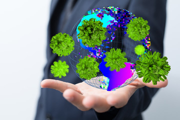 contagious coronavirus pandemic, dangerous virus outbreak 3d.