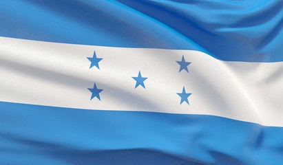 Waving national flag of Honduras. Waved highly detailed close-up 3D render.